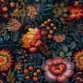 Seamless embroidery floral abstract fantasy luxury fabric pattern design Royalty Free Stock Photo