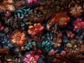 Seamless embroidery floral abstract fantasy luxury fabric pattern design