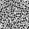 Seamless endless pattern black and white musical notes artistic background.