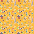 Seamless endless pattern with hand drawn ink icons for medicine and health Royalty Free Stock Photo