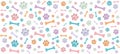 Seamless endless pattern of traces of dog paws. Dog legs and bones. Children`s colorful design Royalty Free Stock Photo