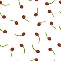 Seamless endless pattern with wheatgrass in cartoon hand drawn style on white background for textile, web design Royalty Free Stock Photo