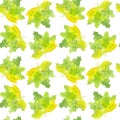 Seamless endless pattern. Yellow green maple leaf. Botanical drawing. Hand-drawn watercolor illustration isolated on Royalty Free Stock Photo