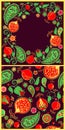 Seamless ethnic decorative oriental pattern and floral vignette on dark background with pomegranate juicy fruits, leaves and flowe