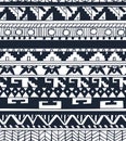 Seamless ethnic geometric doodle monochrome pattern in vector