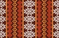 Seamless Ethnic Ikat Pattern Design Brown Orange White Textile Fabric Background Royalty Free Stock Photo