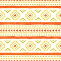 Seamless ethnic ornament. Aztec and tribal motifs. Ornament drawn by hand. Yellow, green, white and orange colors. Horizontal Royalty Free Stock Photo