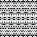 Seamless ethnic pattern in black and white colors. Tribal vector illustration with Native American style. Royalty Free Stock Photo