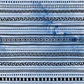 Seamless ethnic pattern. Hand drawn ornament. Blue and black vector illustration.