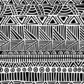 Seamless ethnic pattern. Handmade. Horizontal stripes. Black and white print for your textiles. Vector illustration