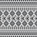 Seamless ethnic pattern in Native American style. Geometric pattern with tribal style. Aztec Navajo. Black and white colors. Royalty Free Stock Photo