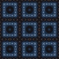 Dark indigo blue white bandanna style tye dye print pattern. Seamless ethnic silk home decor design with masculine