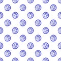 Seamless ethnic tribal watercolor pattern from blue hand drawn circles swirls on white background. Folk motives print Royalty Free Stock Photo