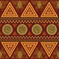 A seamless ethnic weaving pattern featuring warm tones of burnt orange, chocolate brown, and gold. Complex angular motifs, Royalty Free Stock Photo