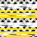 Seamless ethnic zigzag pattern with brushstrokes Royalty Free Stock Photo