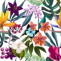 Seamless exotic floral fashion pattern