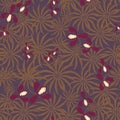 Seamless exotic pattern with orchids flowers and leaves retro