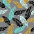Seamless exotic pattern with palm leaf silhouettes. Royalty Free Stock Photo