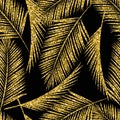 Seamless exotic pattern with palm leaf silhouettes. Royalty Free Stock Photo