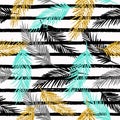 Seamless exotic pattern with palm leaf silhouettes. Royalty Free Stock Photo