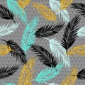 Seamless exotic pattern with palm leaf silhouettes. Royalty Free Stock Photo