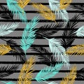 Seamless exotic pattern with palm leaf silhouettes. Royalty Free Stock Photo