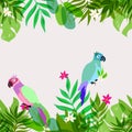 Seamless exotic pattern with tropical leaves and flowers. Royalty Free Stock Photo