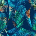 Seamless exotic pattern with tropical plants. Royalty Free Stock Photo