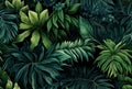 Seamless exotic plants leaves pattern