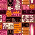 Seamless Exotic Tiki Pattern. Vector illustration. Royalty Free Stock Photo