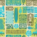 Seamless Exotic Tiki Pattern. Vector illustration. Royalty Free Stock Photo