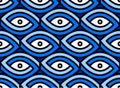Seamless eye pattern. Impossible figure. Blue and white eyes with contour. Royalty Free Stock Photo