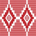 Seamless fabric geometric pattern in red on a white backgroundred