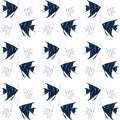 Seamless fabric nautical theme. Blue and white color composition.