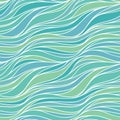 Seamless blue vector pattern with lines. Abstract green wave nature e