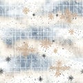 seamless fabric pattern rustic plaid patterns with delicate snow, illustrator blue gold color