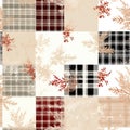 seamless fabric pattern rustic plaid patterns with delicate snow, vector