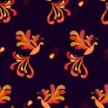 Seamless fairy Firebird Phoenix pattern.