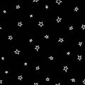 Seamless fairytale pattern with line shabby stars on black background