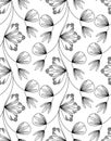Seamless fancy black and white floral pattern