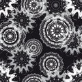 Seamless fantasy pattern with mandalas