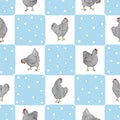 Seamless farm chicken pattern with hens. Royalty Free Stock Photo