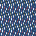 Seamless fashion striped vector pattern. Wavy lines, stripes, isolated on blue background Royalty Free Stock Photo