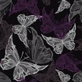 Seamless fashion vector pattern with flying butterflies Royalty Free Stock Photo