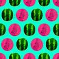 Seamless fashion watermelon pattern Use for t-shirt, greeting cards, wrapping paper, posters, fabric print. Minimal flat Royalty Free Stock Photo