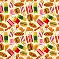 Seamless fast food pattern Royalty Free Stock Photo