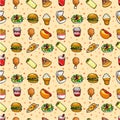 Seamless fast food pattern Royalty Free Stock Photo