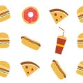 Seamless fastfood restaurant theme pattern