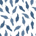 Seamless feather pattern. Elements of a linear hand drawn design. Simple abstract shapes, minimalism. Part of a bird`s wing. Ligh Royalty Free Stock Photo