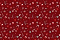 Seamless festive background with christmas sweets and decoration.